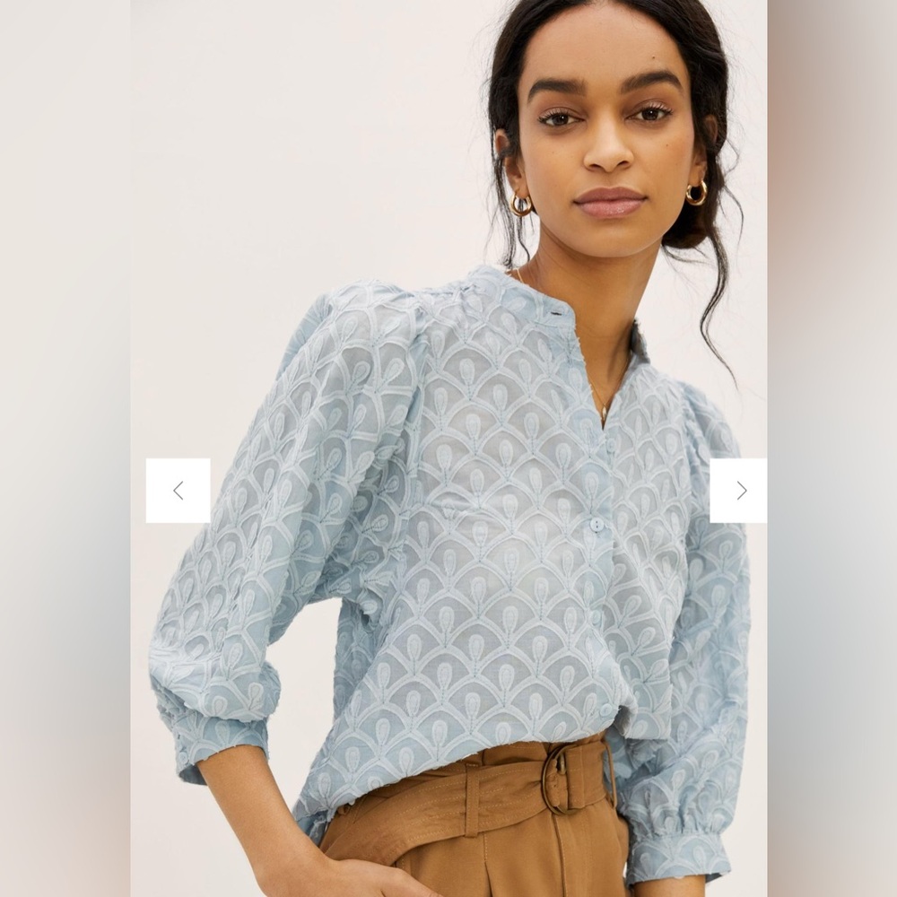 Anthropologie - Bella Femme Buttondown Blouse by Pilcro - Lt. blue